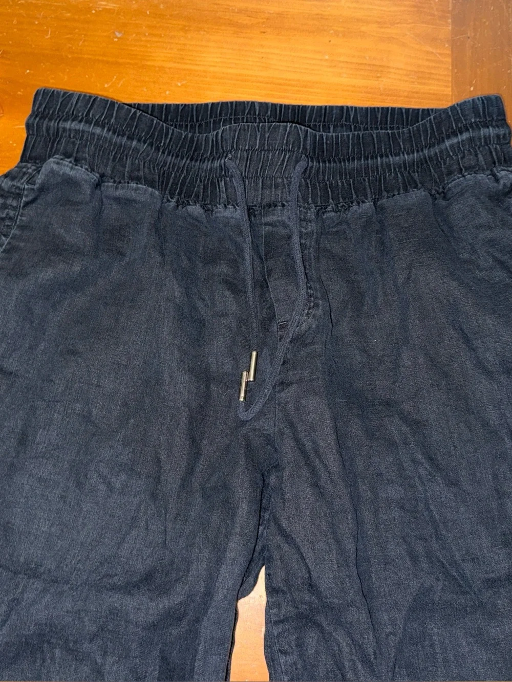 Quince Pull Up Linen Drawstring Wide Leg Pants L Black Comfy Casual Breathable